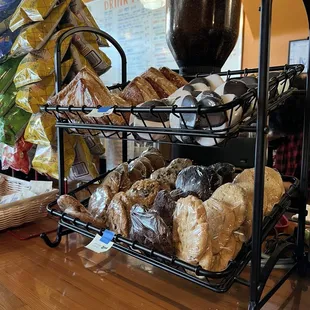 a variety of pastries on display