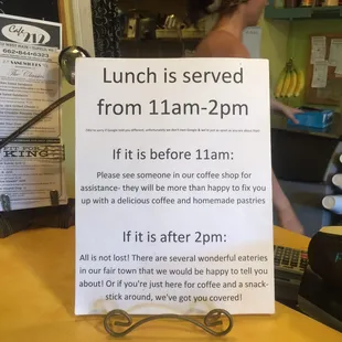 After 14:00, you can only order coffee!