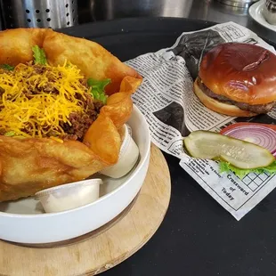 Taco salad &amp; cheeseburger