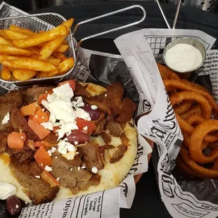 Gyro &amp; onion rings