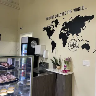 a map of the world on the wall
