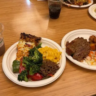 two plates of food on a table