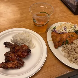 two plates of food on a table