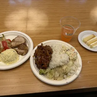 two plates of food on a table