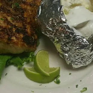 Fresh Mahi Mahi with a baked potato