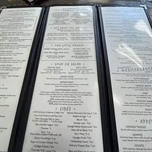 the menu of the restaurant