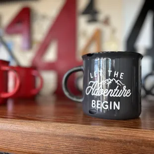 two coffee mugs on a table