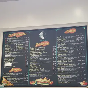 the menu of the restaurant