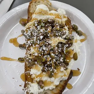 Ricotta Toast with Pistachio and Honey