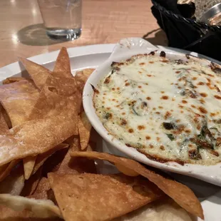 Spinach artichoke w/ parmesan cheese dip &amp; chips