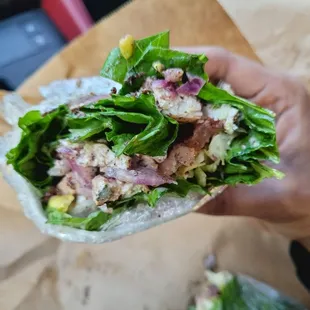 Chicken sumac sandwich on lettuce wrap