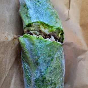 Chicken sumac sandwich on lettuce wrap