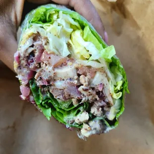 Chicken sumac sandwich on lettuce wrap