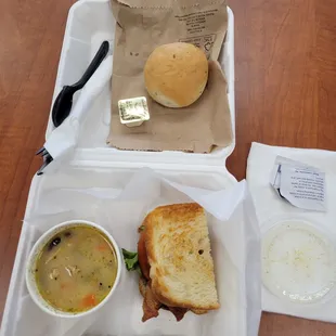 1/2 Sandwich and Soup To Go, of course biscuit
