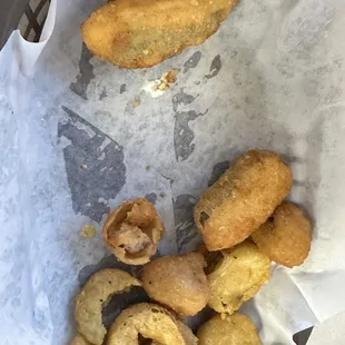 a basket of fried food