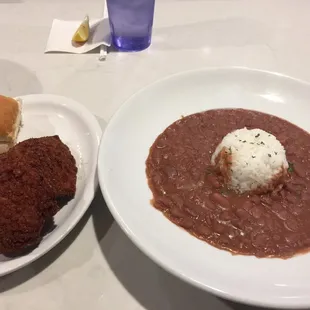 Red Beans and Rice with a fried pork chop