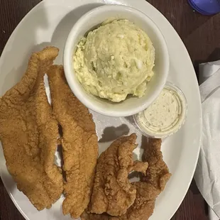 Fried fish plate and potato salad!