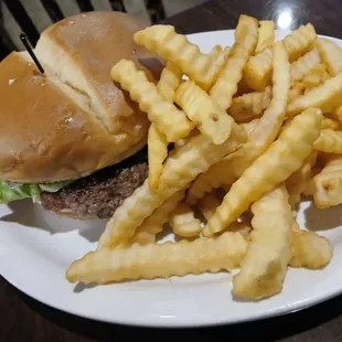 Hamburger and fries