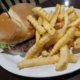 Hamburger and fries