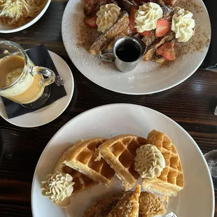 Chicken and waffles and French Toast Brunch