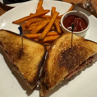 Albuquerque Turkey Melt Lunch Sandwich with sweet potato fries