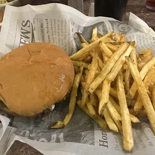 Hamburger and fries