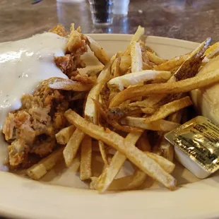 Half order Chicken Fried Steak, fries, and a roll. It was just ok.