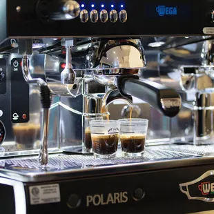 a close up of a coffee machine