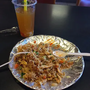 Chosen Fried rice &amp; Litchi Green tea.