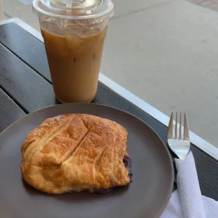 Blueberry croissant and Iced Caramel Latte