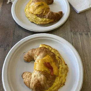 Breakfast sandwich....pick three items....on  a huge croissant