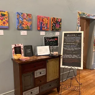 a chalkboard with a menu on it