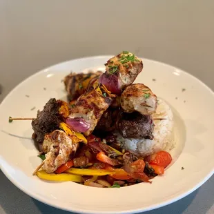 Skewers with rice and veggies