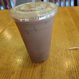 This is an example of their 20oz iced coffees. Very tasty. Had their June Special today. Almond Mocha with Cinnamon. Mmmm.