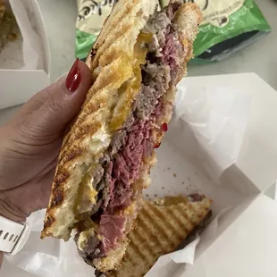 Beef and Cheddah (added pastrami ) - horseradish was tasty but not too spicy.