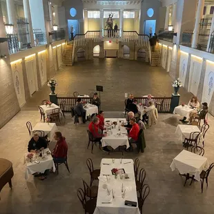 The cafe is inside the deep end of a once indoor pool!