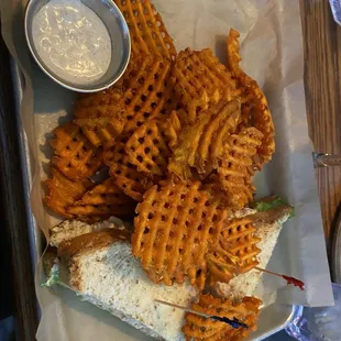 Chicken salad sandwich &amp; sweet potato fries