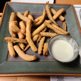 Fried pickle appetizer.