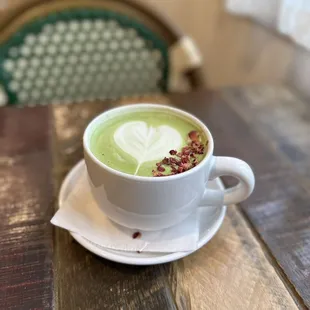Rosewater matcha latte