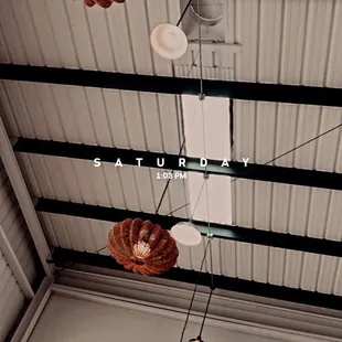 the ceiling of a restaurant