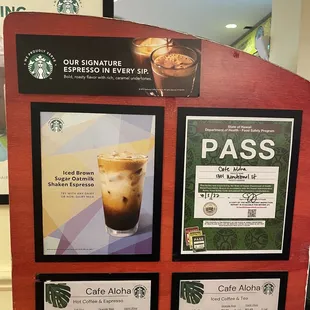 a menu for a coffee shop