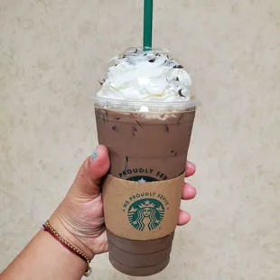 Venti, Peppermint Mocha cold.