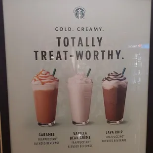 Current drinks advertised (11/2023).