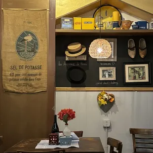 a table and chairs in a restaurant