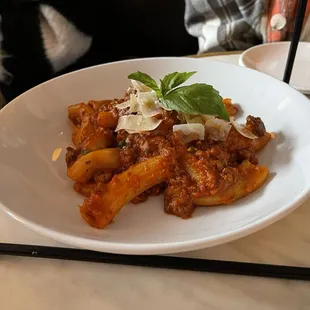 RIGATONI BOLONGESE Slow-braised beef, San Marzano tomatoes
