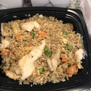Chicken Fried rice-look at the chicken. How in the world do you eat this?