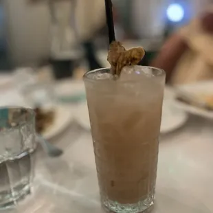 Some delicious banana colada cocktail. The name escapes me.