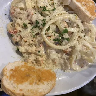 Crawfish Alfredo fettuccine