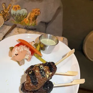 Grilled lamb skewers