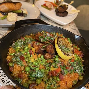 Jerk chicken paella